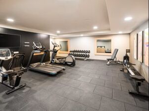 Fitnessraum mit modernen Trainingsger&auml;ten, Hanteln und Spiegeln im Holiday Inn Mannheim City - Hauptbahnhof f&uuml;r sportliche G&auml;ste.