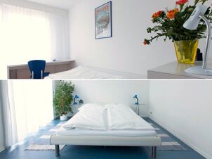 &Phi;&omega;&tau;&epsilon;&iota;&nu;ό, &mu;&iota;&nu;&iota;&mu;&alpha;&lambda;&iota;&sigma;&tau;&iota;&kappa;ά &epsilon;&pi;&iota;&pi;&lambda;&omega;&mu;έ&nu;&omicron; &delta;&omega;&mu;ά&tau;&iota;&omicron; &mu;&epsilon; &delta;&iota;&pi;&lambda;ό &kappa;&rho;&epsilon;&beta;ά&tau;&iota;, &gamma;&rho;&alpha;&phi;&epsilon;ί&omicron; &kappa;&alpha;&iota; &phi;&upsilon;&tau;ά &sigma;&tau;&omicron; Hotel Alpha, &tau;&omicron; &xi;&epsilon;&nu;&omicron;&delta;&omicron;&chi;&epsilon;ί&omicron; garni &sigma;&tau;&eta; &Lambda;&omicron;&upsilon;&kappa;έ&rho;&nu;&eta;.